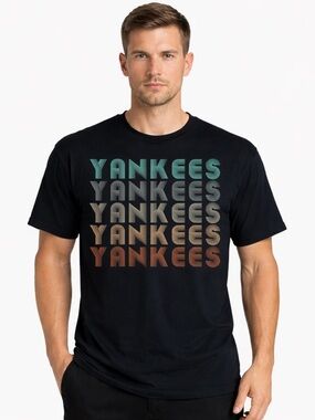 Men’s Personalized Yankees Short Sleeve T-Shirt Blue Large